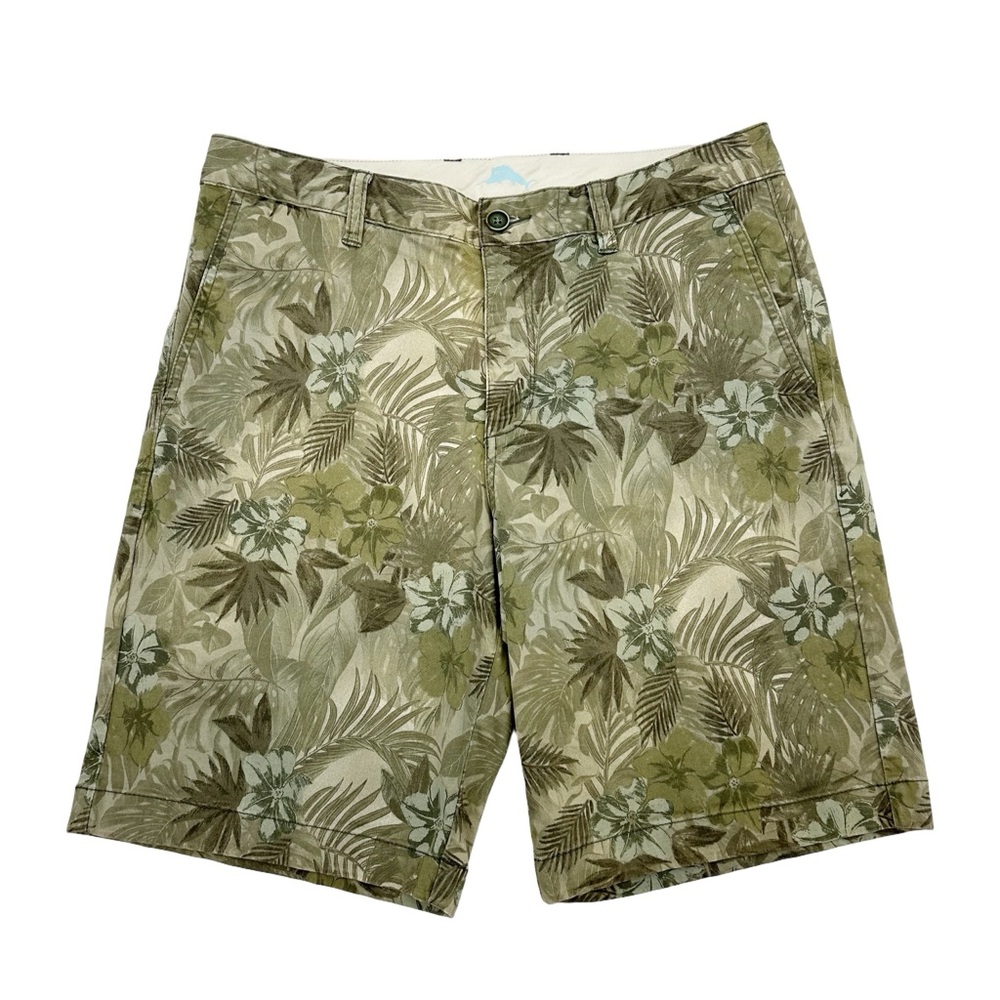 Tommy Bahama Men’s Khaki Green Floral Print Shorts Cotton Tencel Blend Size 33 - Picture 12 of 12